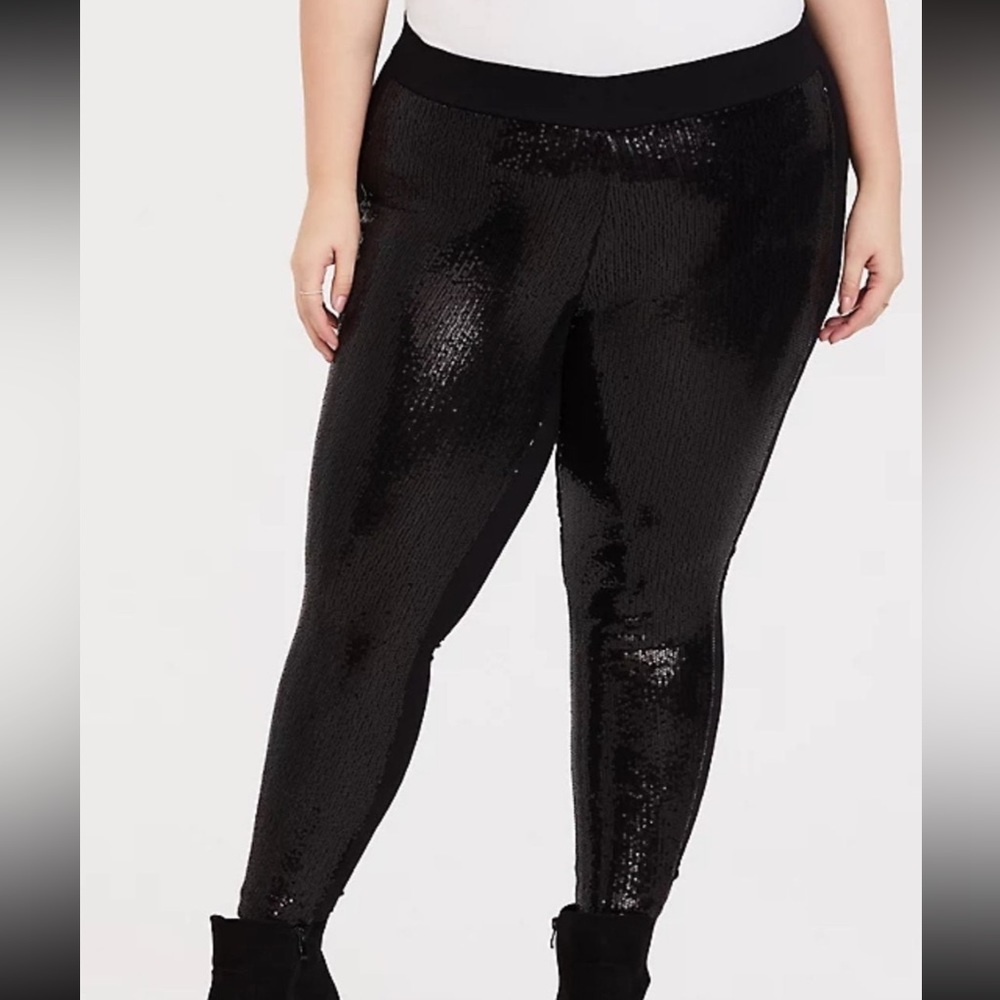 Torrid Black Sequin Platinum Leggings